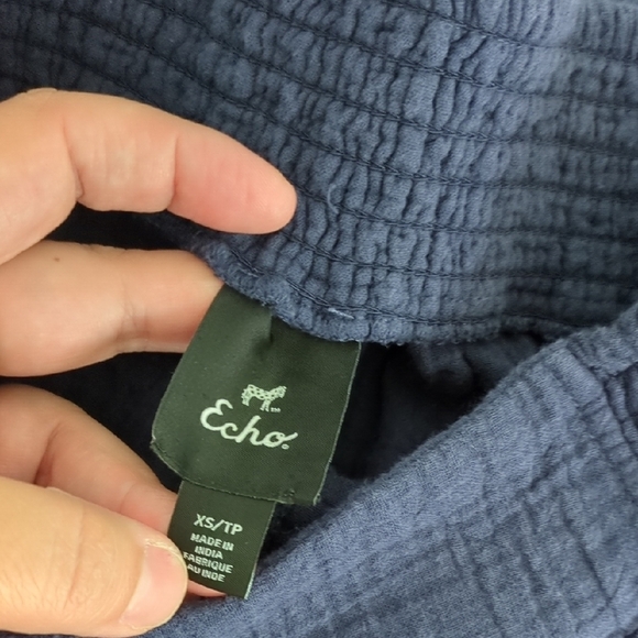 Echo Wide Leg Gauzy Beachy Boho Navy Pants Stretchy Waist Sz XS Vacation - Picture 5 of 6